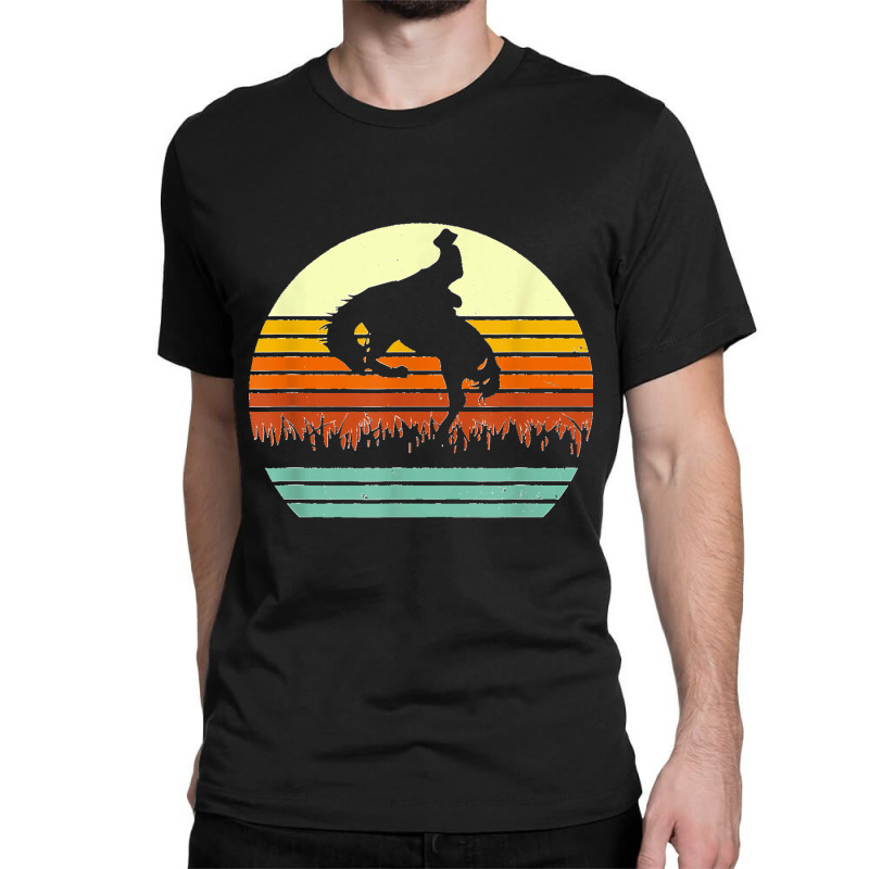 Rodeo Bucking Bronco Horse Retro Style T Shirt Classic T-shirt by MilesDanialMayberry | Artistshot