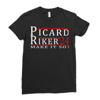 Picard Riker 2024 Make It So Long Sleeve T Shirt Ladies Fitted T-shirt | Artistshot