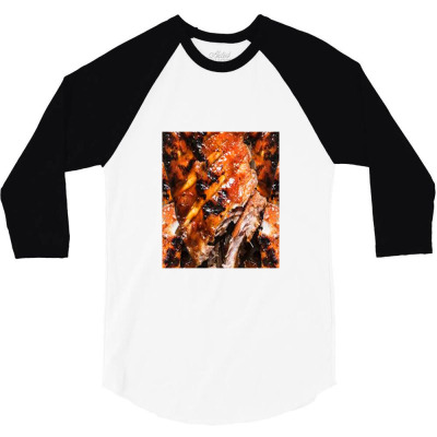 Beef Ribs Pattern,  Beef Ribs 3/4 Sleeve Shirt Designed By Hlebvasilev