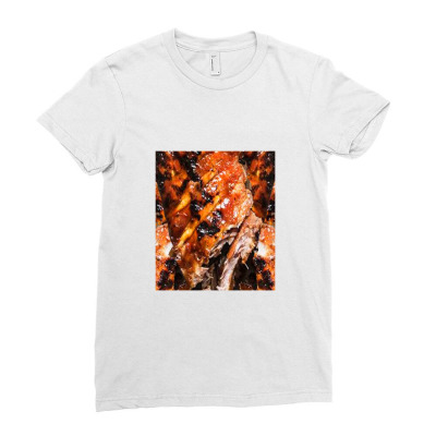 Beef Ribs Pattern,  Beef Ribs Ladies Fitted T-shirt Designed By Hlebvasilev