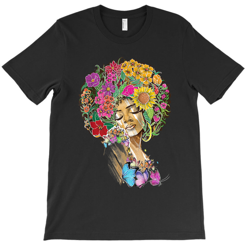 Afro Women Flowers Butterfly Latina African American Melanin T-Shirt by Graham Sanchez | Artistshot