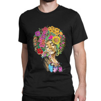 Afro Women Flowers Butterfly Latina African American Melanin Classic T-shirt | Artistshot