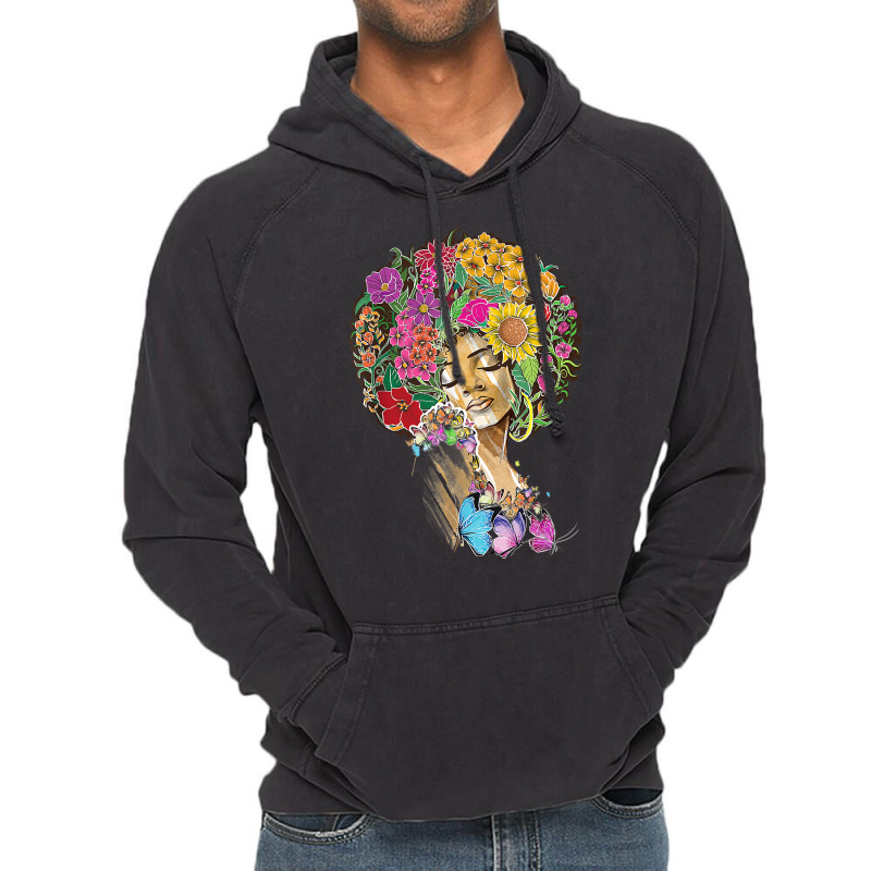 Afro Women Flowers Butterfly Latina African American Melanin Vintage Hoodie by Graham Sanchez | Artistshot