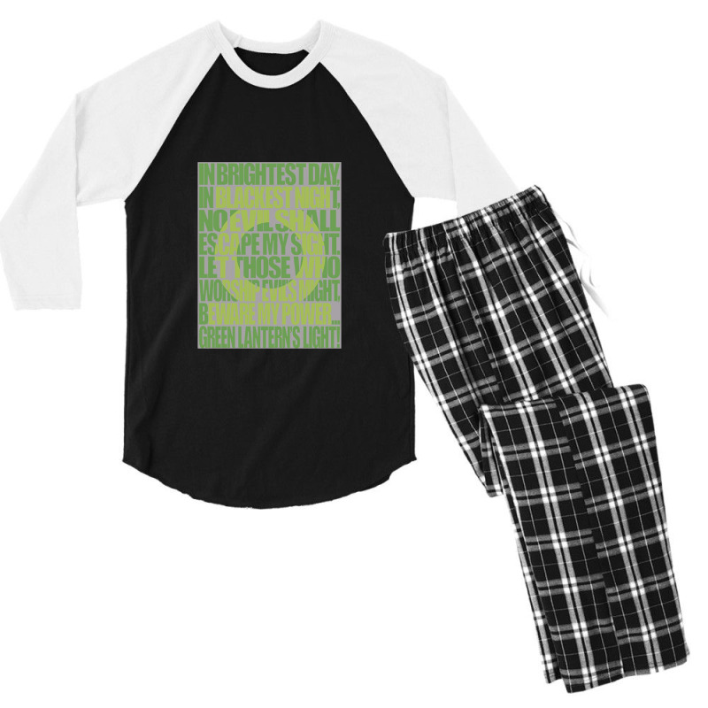 Green Lantern, Green Lantern Oath Men's 3/4 Sleeve Pajama Set | Artistshot