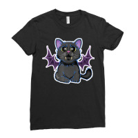 Cute Bat Wing Cat Vampire Funny Halloween Costume Dotd Ladies Fitted T-shirt | Artistshot