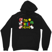 Three I E I O Farm Party 3rd Birthday Girl Outfit 3 Yrs Old Unisex Hoodie | Artistshot