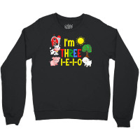 Three I E I O Farm Party 3rd Birthday Girl Outfit 3 Yrs Old Crewneck Sweatshirt | Artistshot