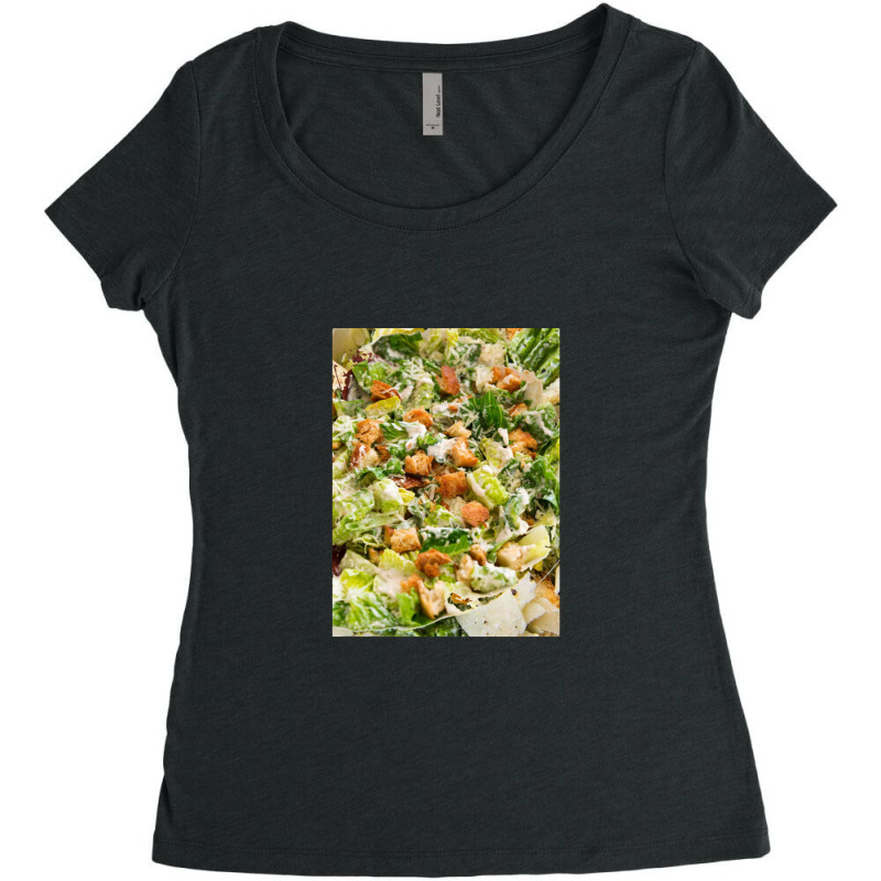 Caesar Salad Pattern, Caesar Salad Women's Triblend Scoop T-shirt by HlebVasilev | Artistshot