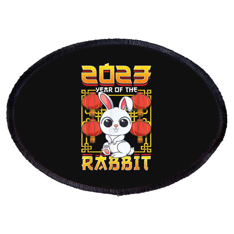 Year Of The Rabbit 2023 Chinese Zodiac Cute Kawaii Bunny Oval Patch by Halloween | Artistshot