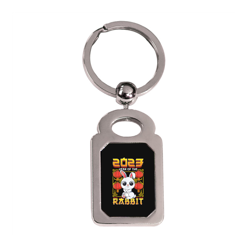 Year Of The Rabbit 2023 Chinese Zodiac Cute Kawaii Bunny Silver Rectangle Keychain by Halloween | Artistshot