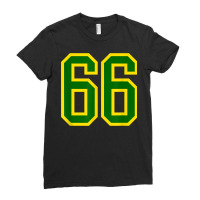 Jersey Number #66 Green Yellow Birthday Sports Number 66 Ladies Fitted T-shirt | Artistshot