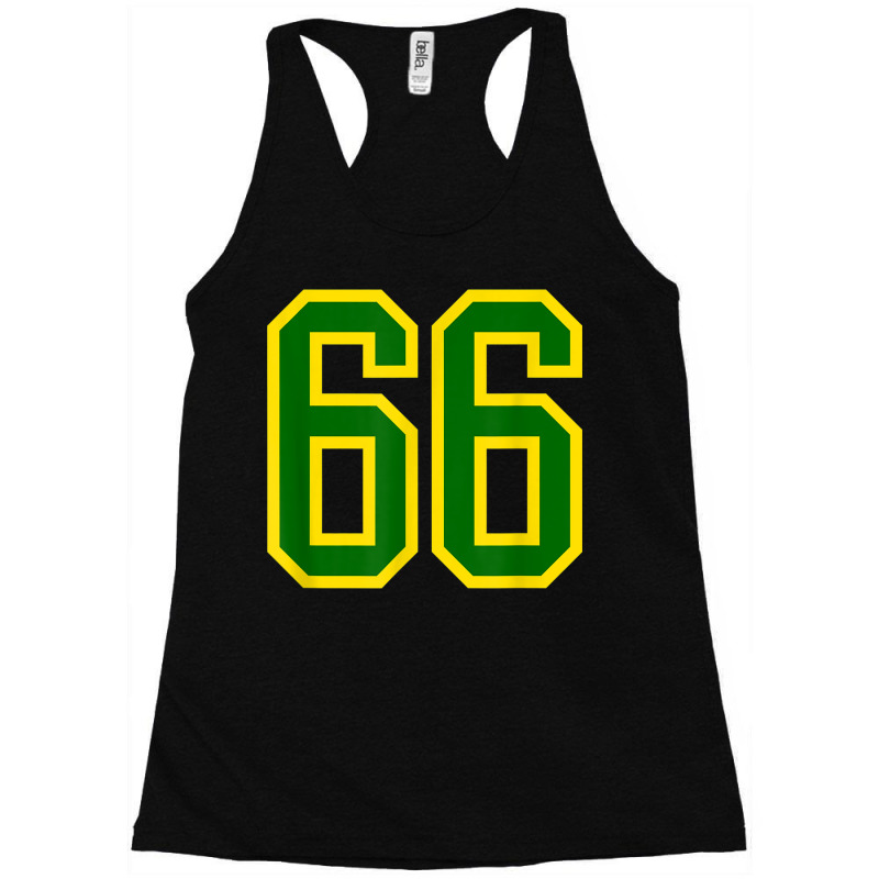 Jersey Number #66 Green Yellow Birthday Sports Number 66 Racerback Tank by Newdesigns | Artistshot