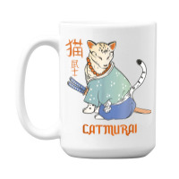 Cat Samurai Catmurai Japanese Warrior Funny Cats With Katana 15 Oz Coffee Mug | Artistshot