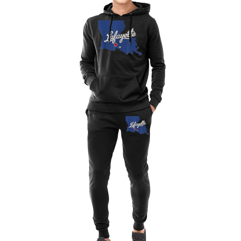 Lafayette Louisiana La Map T Shirt Hoodie & Jogger Set | Artistshot