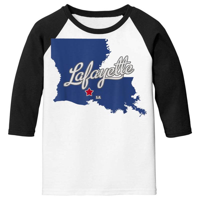 Lafayette Louisiana La Map T Shirt Youth 3/4 Sleeve | Artistshot