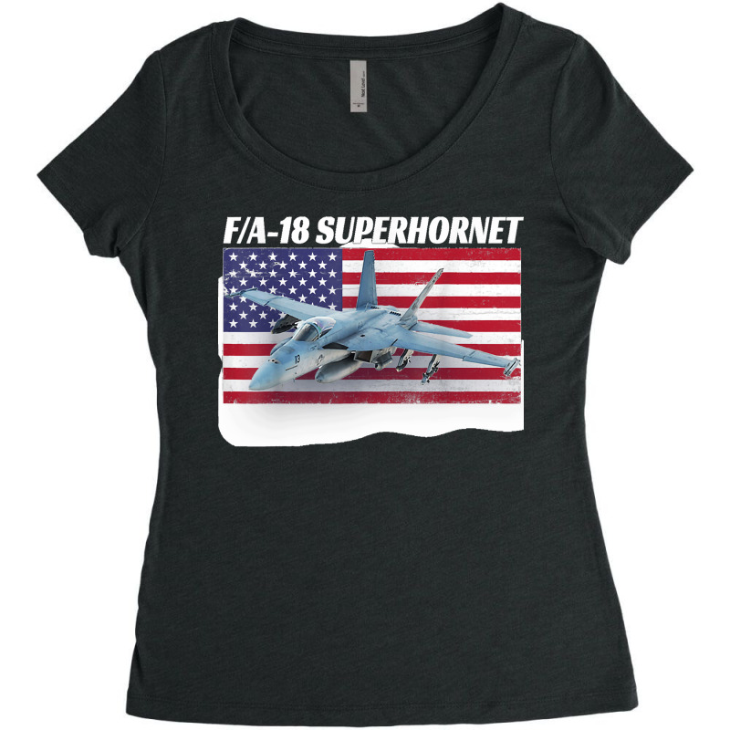 Patriotic American Naval Fa 18 Superhornet Tee In Action Women's Triblend Scoop T-shirt by cm-arts | Artistshot