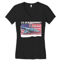 Patriotic American Naval Fa 18 Superhornet Tee In Action Women's V-neck T-shirt | Artistshot