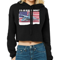 Patriotic American Naval Fa 18 Superhornet Tee In Action Cropped Hoodie | Artistshot