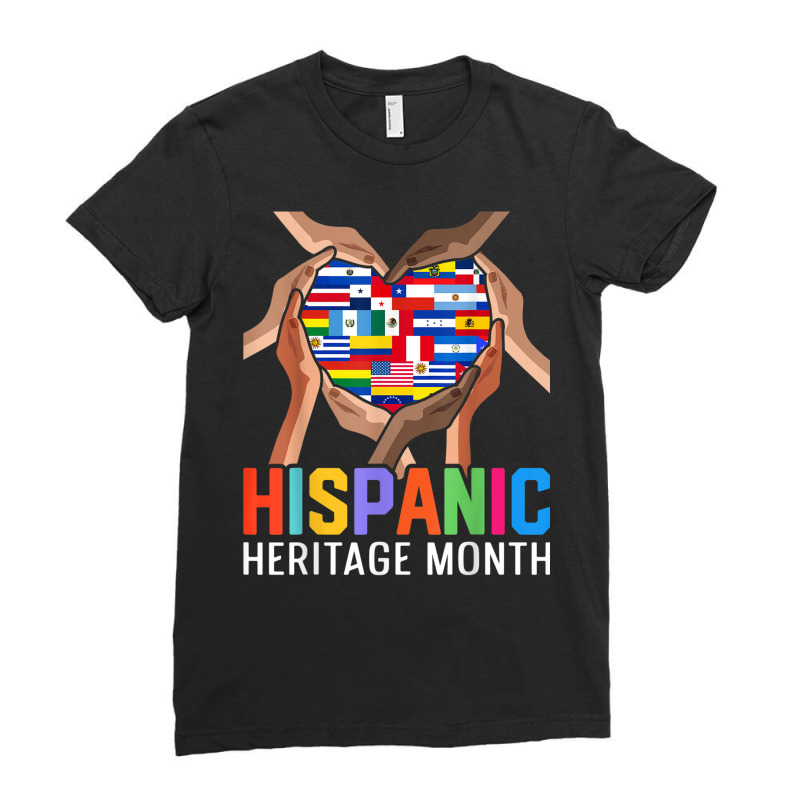 Latin Countries Hands Heart Flags Hispanic Heritage Month T Shirt Ladies Fitted T-Shirt by cm-arts | Artistshot