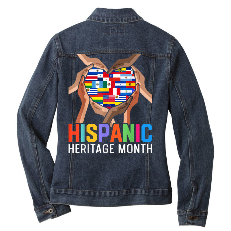 Latin Countries Hands Heart Flags Hispanic Heritage Month T Shirt Ladies Denim Jacket by cm-arts | Artistshot