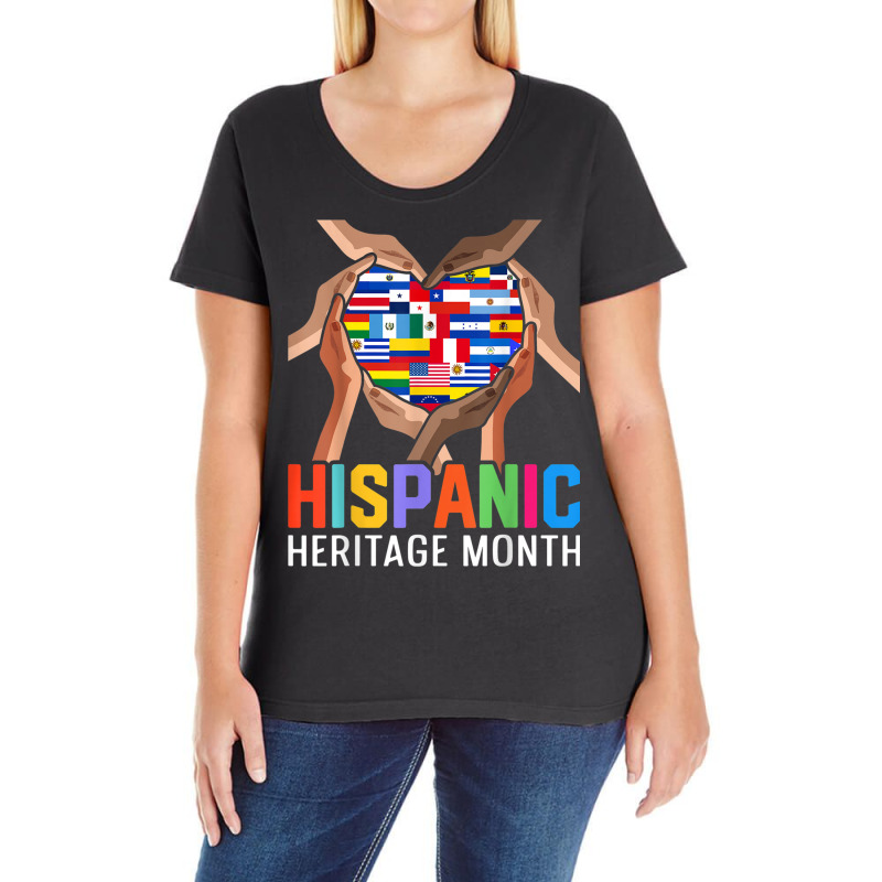 Latin Countries Hands Heart Flags Hispanic Heritage Month T Shirt Ladies Curvy T-Shirt by cm-arts | Artistshot