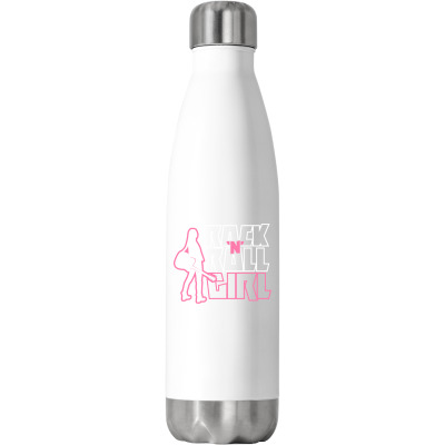 Rock N Roll Girl Stainless Steel Water Bottle Designed By Bariteau Hannah