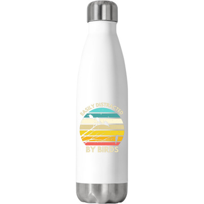 Easily Distracted By Birds Stainless Steel Water Bottle Designed By Bariteau Hannah