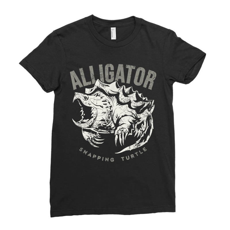 Alligator Snapping Turtle, Vintage Design For Reptile Lovers Ladies Fitted T-Shirt by Graham Sanchez | Artistshot