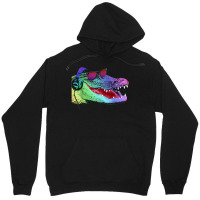 Alligator With Headphones And Sunglasses Unisex Hoodie | Artistshot