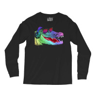 Alligator With Headphones And Sunglasses Long Sleeve Shirts | Artistshot