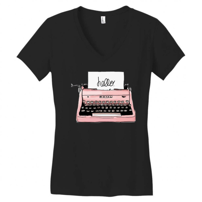 Hand Drawn Vintage Typewriter Writing Machine Women's V-Neck T-Shirt by calesjoanne | Artistshot