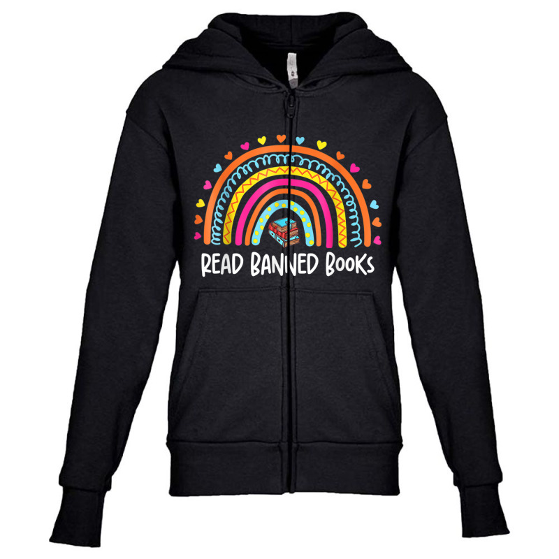 I Read Banned Books Vintage Rainbow Reading Book Lover Youth Zipper Hoodie by RandiCrystalGraber | Artistshot