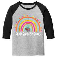 I Read Banned Books Vintage Rainbow Reading Book Lover Youth 3/4 Sleeve | Artistshot