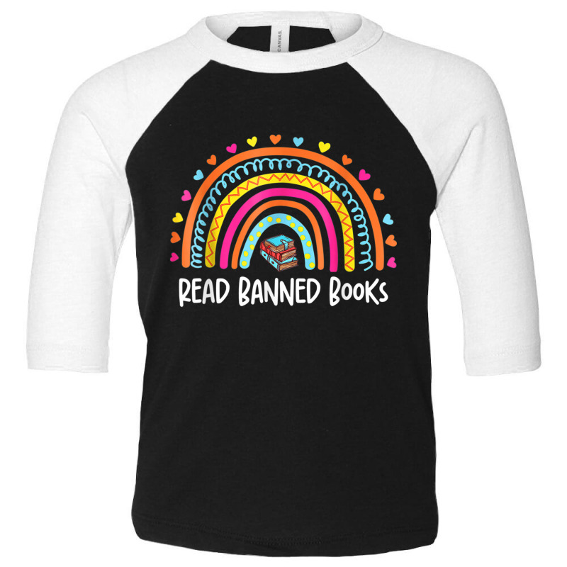 I Read Banned Books Vintage Rainbow Reading Book Lover Toddler 3/4 Sleeve Tee by RandiCrystalGraber | Artistshot