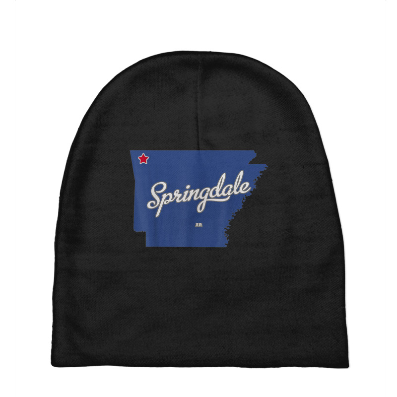 Springdale Arkansas Ar Map Baby Beanies | Artistshot