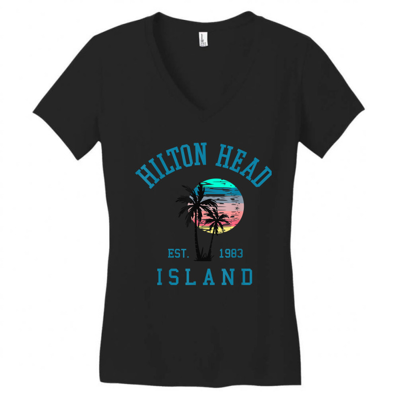 Hilton Head Island South Carolina Beach Palm Trees Summer Women's V-Neck T-Shirt by FrancesTiffany | Artistshot