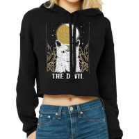 Devil Cat Moon Tarot Card Pagan Goblincore Goth Occult Sweatshirt Cropped Hoodie | Artistshot