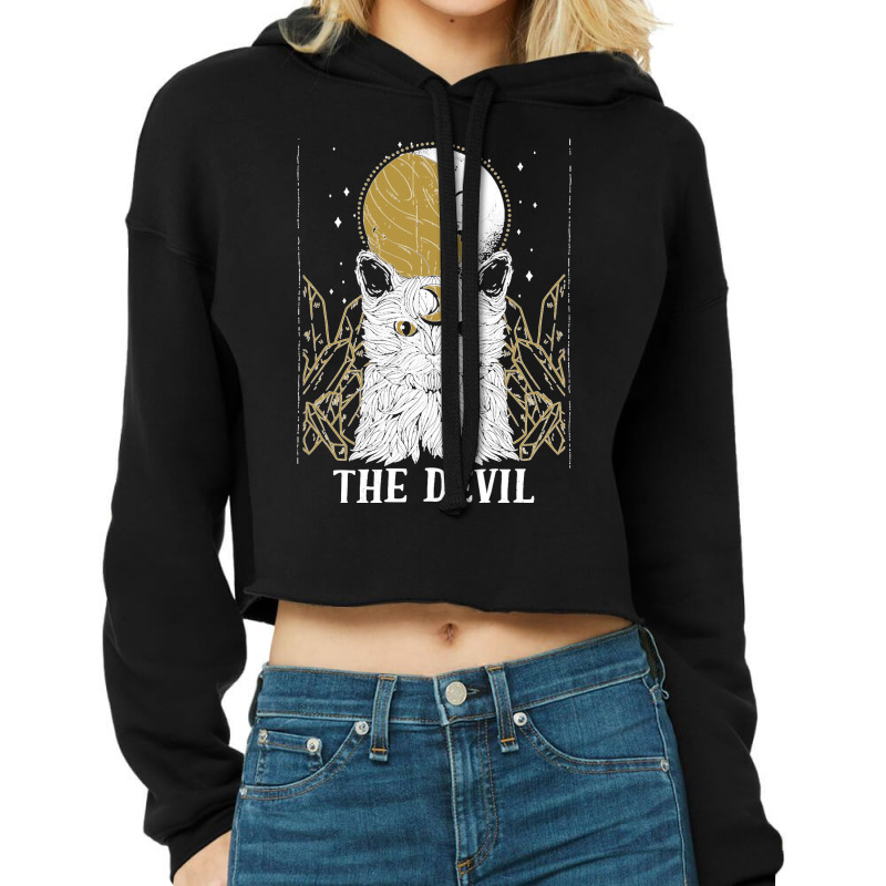 Devil Cat Moon Tarot Card Pagan Goblincore Goth Occult Sweatshirt Cropped Hoodie by MICHAELFRANCISSMITH | Artistshot