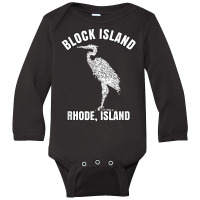 Block Island Rhode Island Shirt Light Vintage Distress Crane T Shirt Long Sleeve Baby Bodysuit | Artistshot