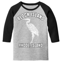 Block Island Rhode Island Shirt Light Vintage Distress Crane T Shirt Youth 3/4 Sleeve | Artistshot