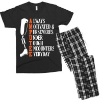 Amputee Quote Funny Leg Prosthetic Legged Surgery Graphic Premium Men's T-shirt Pajama Set | Artistshot