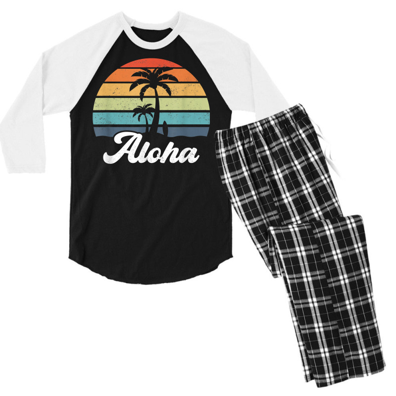 Aloha Hawaii Hawaiian Island Shirt Palm Beach Surfboard Surf T Shirt Men's 3/4 Sleeve Pajama Set by cm-arts | Artistshot