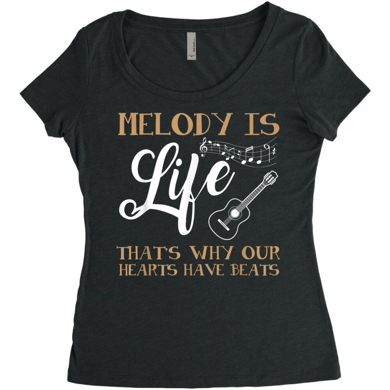 Music T Shirt Melody Is Life Novelty Guitar Shirt T Shirt Women's Triblend Scoop T-shirt by cm-arts | Artistshot