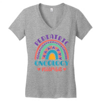 Pediatric Oncology Nurse Rn Peds Rainbow Childhood Cancer T Shirt Women's V-neck T-shirt | Artistshot