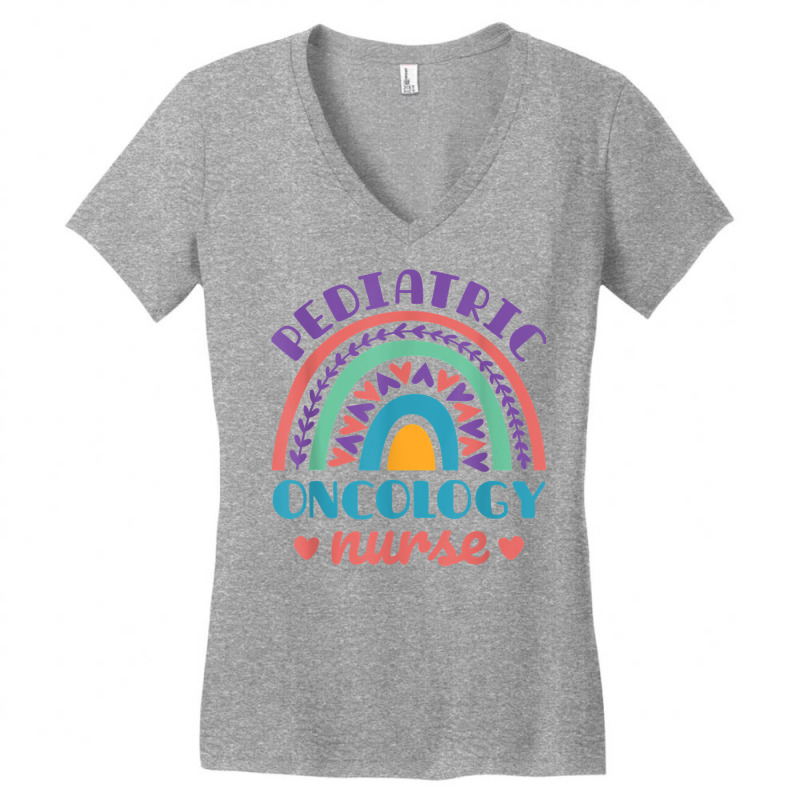 Pediatric Oncology Nurse Rn Peds Rainbow Childhood Cancer T Shirt Women's V-Neck T-Shirt by qubujasaelae | Artistshot