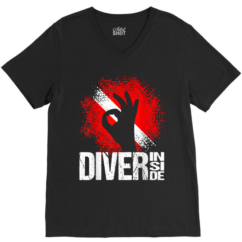 Diver Inside Diving Flag Wreck Sports Diving V-Neck Tee by NorikoKanemura | Artistshot