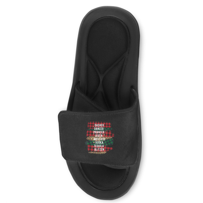 Funny Christmas Buffalo Plaid Reindeer Party Names Slide Sandal | Artistshot