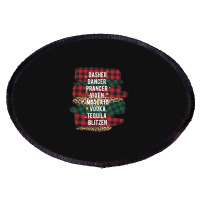 Funny Christmas Buffalo Plaid Reindeer Party Names Oval Patch | Artistshot