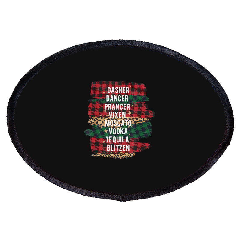 Funny Christmas Buffalo Plaid Reindeer Party Names Oval Patch | Artistshot