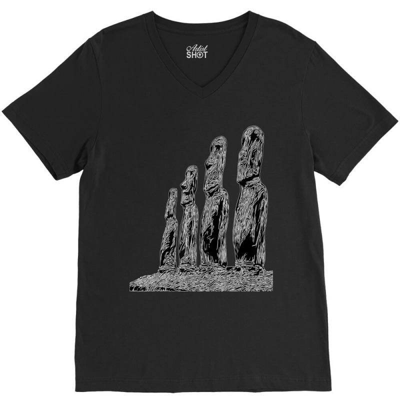 Easter Island Moai Statue Monolith World Mystery V-neck Tee | Artistshot